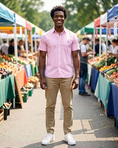 AI-generated model wearing Polo Ralph Lauren Mens Rl Prepster Classic Fit Seersucker Shirt