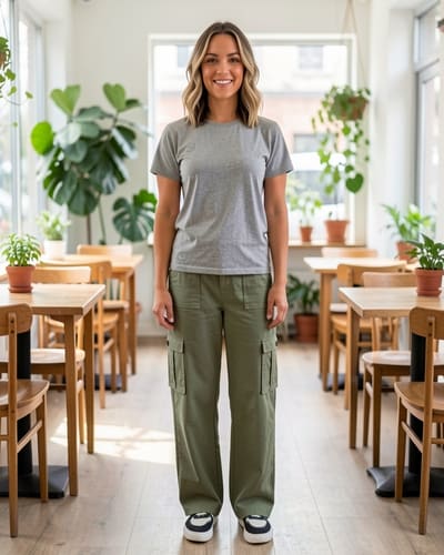 AI-generated model wearing ZMPSIISA Women High Waisted Cargo Pants Wide Leg Casual Pants