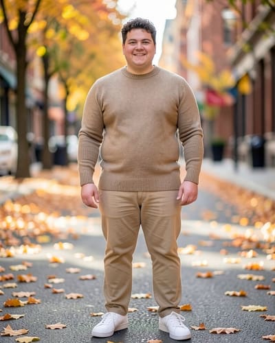 AI-generated model wearing Sailwind Men's Crewneck Sweater Soft Casual Sweaters for Men Classic Pullover Sweaters with Ribbing Edge