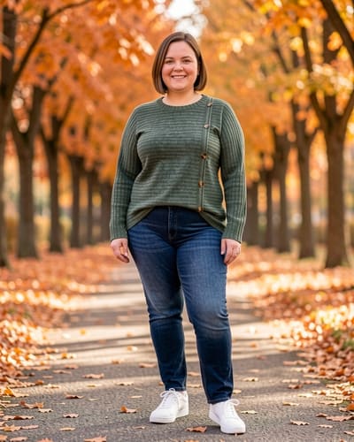 AI-generated model wearing WIHOLL Womens Sweaters Fall Teacher Outfits Long Sleeve Shirts Tunic Tops