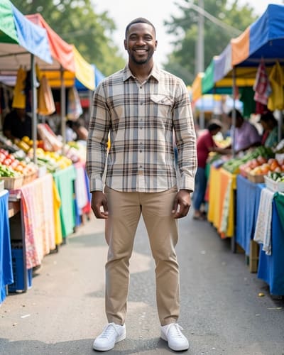 AI-generated model wearing Dubinik Flannel Shirt for Men Long Sleeve Casual Brushed 100% Cotton Vintage