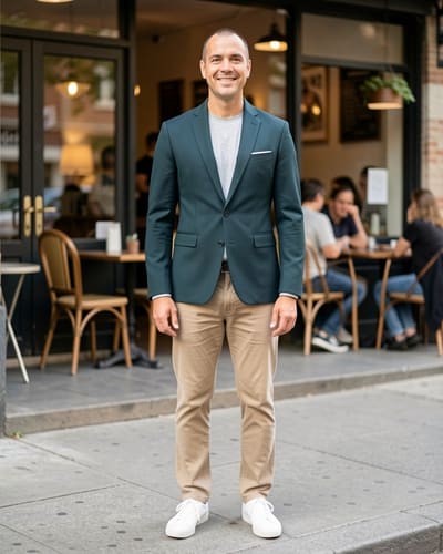 AI-generated model wearing MAGE MALE Men's One Button Blazer Casual Solid Color Suit Jacket Slim Fit Lightweight Sport Coats Blazers