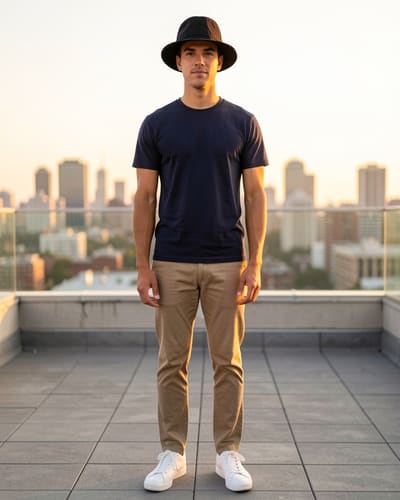 AI-generated model wearing Cotton Bucket Sun Hat for Beach, Golf and Travel