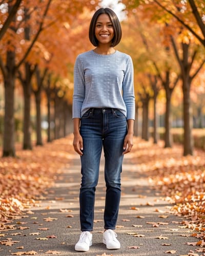 AI-generated model wearing Zeagoo Women's Casual Shirts Long Sleeve Tops Crewneck Tshirts Fall Clothes