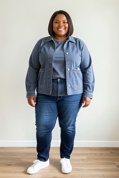 AI-generated model wearing Cropped Jean Chore Jacket