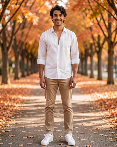 AI-generated model wearing JEKAOYI Mens Button Down Cotton Linen Shirts Casual Long Sleeve Beach Tops