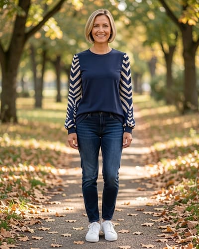 AI-generated model wearing WIHOLL Long Sleeve Shirts for Women Fall Fashion Tops Trendy Color Block