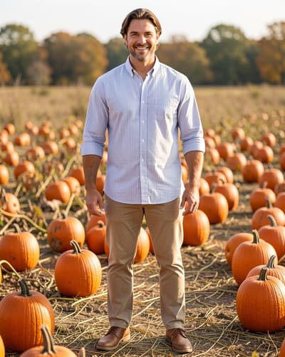 AI-generated model wearing Tommy Hilfiger Men's Long Sleeve Oxford Shirts in Regular Fit, Men's Button Down Shirts, Also Available in Big and Tall