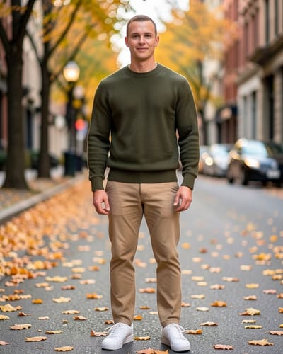 AI-generated model wearing AE Horizontal Stitch Sweater