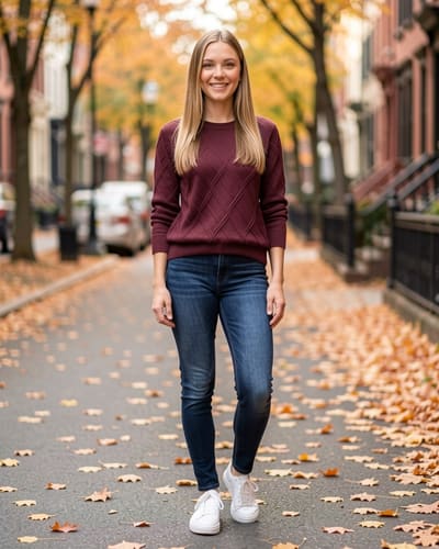 AI-generated model wearing Zeagoo Women's Cable Knit Sweaters Fall Winter Long Sleeve Crewneck Tops
