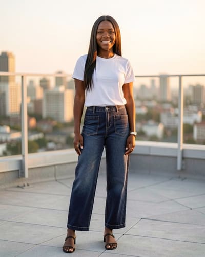 AI-generated model wearing Sidefeel Wide Leg Jeans for Women High Waisted Stretchy Ankle Denim Pants