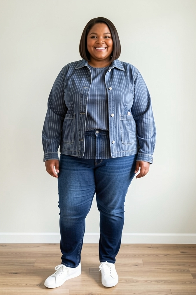 AI-generated model wearing Cropped Jean Chore Jacket