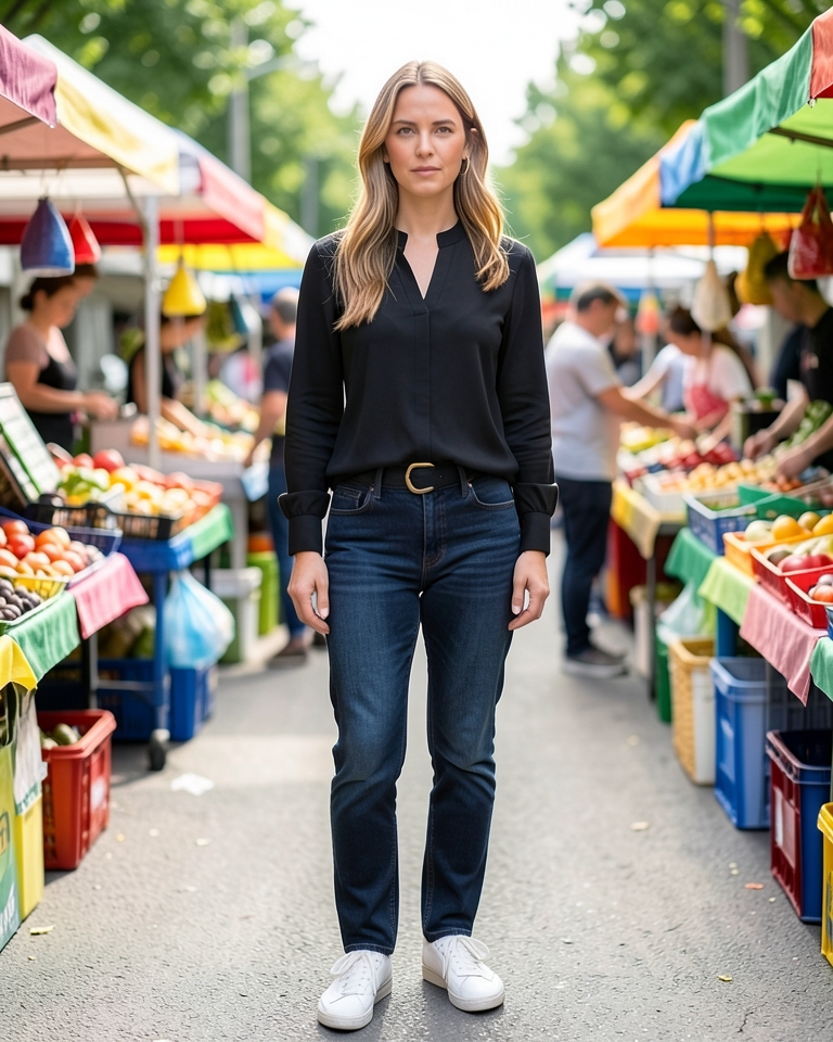 AI-generated model wearing OFEEFAN Womens Blouses Business Casual Tops Fall Outfits Long Sleeve Shirts